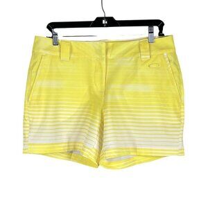 Oakley NWT Womens 10 Yellow White Striped Golf Shorts Lightweight Athleisure